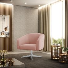 Poltrona Decorativa Giratória Cromada Stella Veludo Rosê D03 - D'Rossi