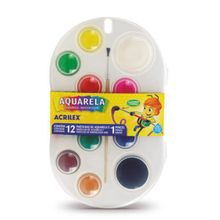 Aquarela 12 Cores Uso Escolar Acompanha 1 Pincel - Acrilex