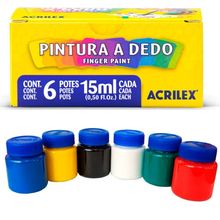 Pintura a dedo 6 cores 15ml - Acrilex