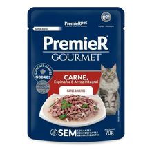 Ração Úmida para Gatos Castrados Adultos Carne, Espinafre e Arroz Integral Premier Gourmet 70G