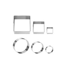 Cortador de Bolo Quadrado Redondo Forma Corte Molde Inox 6un