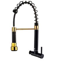 Torneira Cozinha Gourmet Inox Luxo Modelo:agua Fria Parede Preto Dourado