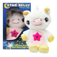 Urso De Pelucia Com Projetor De Estrelas Noite Iluminada Unicornio Musical Luz Noturna Criança Bebe Meninas Branco