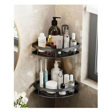 Kit 2 Prateleira L Metal Canto Organizador Multiuso Banheiro Box Sem Furar Parede