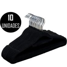 Kit 10 Unidades Cabides Slim Adulto Veludo Preto 42cm