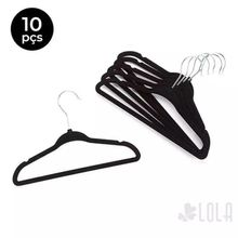 Kit 10 Unidades Cabide Infantil De Veludo 30cm Preto