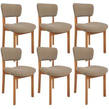 Kit 06 Cadeiras Para Sala De Jantar Cozinha Living Estofada Dara L02 Bouclê Bege - Lyam Decor