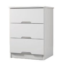 Mesa De Cabeceira 3 Gavetas Londres Móveis Europa Branco Acetinado