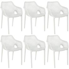 Kit 6 Cadeiras De Jantar Design Suits Com Braços Empilhável Em Polipropileno - Branco
