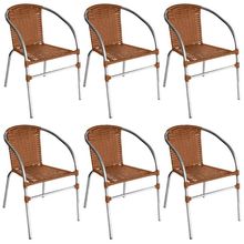 Kit 6 Cadeiras Pool Alumínio Fibra Sintética Acesse Móveis Caramelo