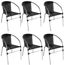 Kit 6 Cadeiras Pool Alumínio Fibra Sintética Acesse Móveis Preto