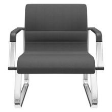 Cadeira De Escritório Recepção Com Braço Fixa Cromada Lev P03 Crepe Preto - Lyam Decor