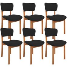 Kit 06 Cadeiras Para Sala De Jantar Cozinha Living Estofada Dara L02 Suede Preto - Lyam Decor