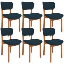 Kit 06 Cadeiras Para Sala De Jantar Cozinha Living Estofada Dara L02 Suede Azul Marinho - Lyam Decor
