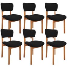 Kit 06 Cadeiras Para Sala De Jantar Cozinha Living Estofada Dara L02 Bouclê Preto - Lyam Decor