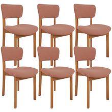 Kit 06 Cadeiras Para Sala De Jantar Cozinha Living Estofada Dara L02 Suede Rosê - Lyam Decor