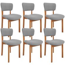 Kit 06 Cadeiras Para Sala De Jantar Cozinha Living Estofada Dara L02 Bouclê Cinza - Lyam Decor