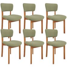 Kit 06 Cadeiras Para Sala De Jantar Cozinha Living Estofada Dara L02 Bouclê Oliva - Lyam Decor