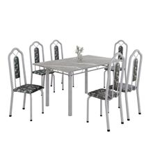Conjunto De Mesa Tubular Com 6 Cad 140x75cm Tampo Em Granito Topázio Brenda 010 - Mart Pérola