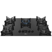 Cooktop a Gás Fischer 5 Bocas Fit Line Tripla Chama Trempe Iron - Bivolt