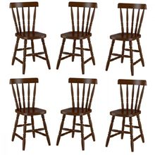 Conjunto 6 Cadeiras Madeira Eucalipto Castanho Piratini