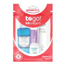 Kit Viagem Powerdent Togo Necessaire 1 Unidade + Escova Dental 1 Unidade + Fio Dental 25m + Antisséptico Bucal 60ml + Gel Dental 50g