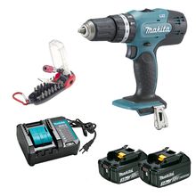 Parafusadeira Makita 18V DHP453z + 2Bat 3A + carreg + Bits