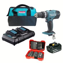 Parafusad 18v Makita DHP453z + 1bat 3a + carreg 127V e bits
