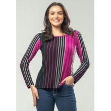 Blusa m/l Pau a Pique Listrada Fúcsia