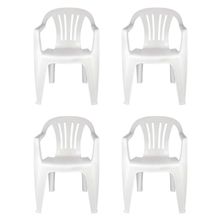 Kit 4 Cadeiras Poltrona Plástica Empilhavel Reforçada Branca 182kg Mor