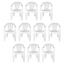 Kit 10 Cadeiras Poltrona Plástica Empilhavel Reforçada 182kg Mor