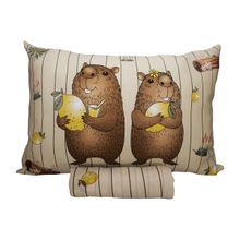 Jogo de Cama KazzaVip Solteiro Malha Mista 70% Algodão e 30% Poliéster Joy Capivara 2 peças Perola