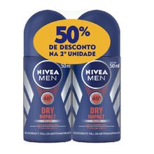 Kit Desodorante Nivea Roll On Dry Confort For Man 50ml 2 Unidades