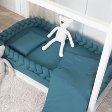 Trança Protetora para Berço e Cama Percal Azul Petróleo