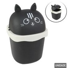 Lixeira de Plástico 1,5L Gato Preta - Tudo em Caixa