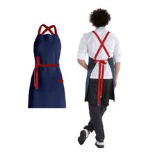 Avental Azul Marinho Alça Cruzada Vermelha Restaurante 10un