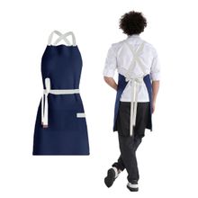 Avental Azul Marinho Alça Cruzada Restaurante Cafeteria 10un