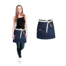 Avental Cintura Jeans Azul Algodao Cafeteria Bar Vegano 10un