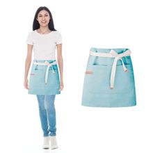 Avental de Cintura Azul Claro Algodao Cafeteria Vegano 10un