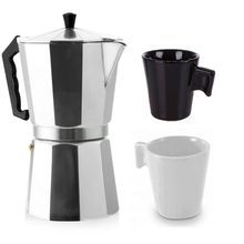 Cafeteira tipo Italiana 9 Cafezinhos 2 canequinhas ceramica