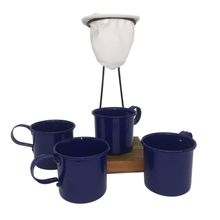 Kit de Café Egoista - Individual - 4 canecas Azul  - Demolição - feito a mão