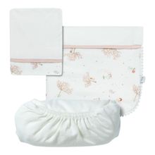 Jogo Lençol Berço Americano 3Pçs Cerejeira Rosa Pêssego -Hug