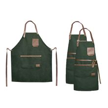 Avental Verde Escuro Couro Marrom Jardinagem Bar Barbearia 10un