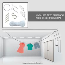 1 Varal Teto Suspenso Sobe Desce Individual P Vão Até 6m
