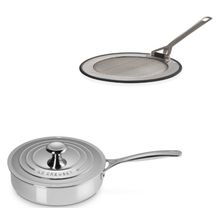 KIT LE CREUSET FRIGIDEIRA SAUTE 24CM E TELA PROTETORA EM AÇO INOX 3-PLY 24CM