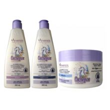 Kit Arvensis Cachinhos Infantil Ondulados Shampoo Condicionador Máscara