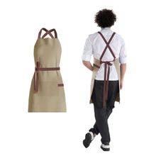 Avental Bege Alça Cruzada Marrom Restaurante Cafeteria 10un
