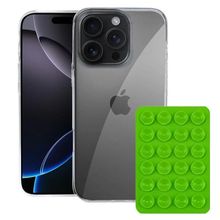 Kit Capa Crystal Slim Para Iphone 16 Pro Max + Ventosa Verde