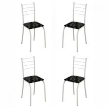 Conjunto De 4 Cadeiras Rio Liso Branco Assento Preto Lirio Teixeira Branco/preto