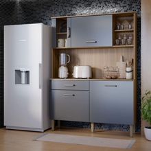 Armário De Cozinha Moderna Verona 1200 Compacto E Funcional Damasco Grafite